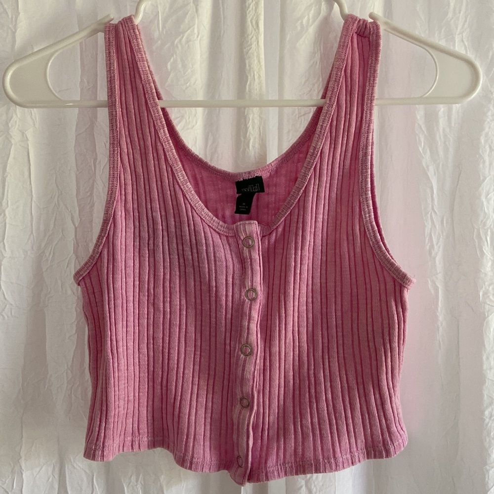 Wild Fable Juniors Pink Ribbed Tank Top Crop Top